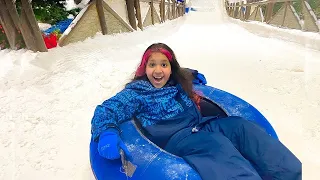 شفا أول مرة تلعب بالثلج في المدينة الثلجية !!! snow park fun day