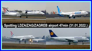 4K⁵⁰✈️🌧️Spotting LDZA/ZAG/ZAGREB airport 47min (31.01.2022.)