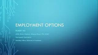 Employment options in optometry