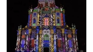 Video-mapping on a church in Warsaw