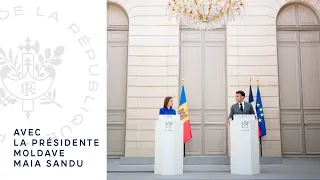 Déclaration conjointe du Président Emmanuel Macron et de la Présidente de la Moldavie Maia Sandu.