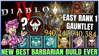 Diablo 4 - New Best INFINITE DAMAGE FASTEST Barbarian Build - OP HotA Charge Gauntlet Combo - Guide!