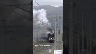 70013 Oliver Cromwell slips on Shap on a Cumbrian Mountain Express.