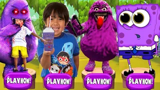 SpongeBob and Ryan's World Drink The Grimace Shake Challenge in Real Life!