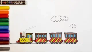 Как нарисовать и покрасить поезд | Шаг за шагом для начинающих