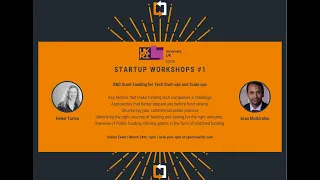 Startup Workshops #1   R&D Grant Funding for Tech Start ups and Scale ups