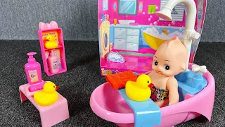 6 Minutes Satisfying with Unboxing Cute Pink Baby Bathtub Playset, Real Working Water | ASMR