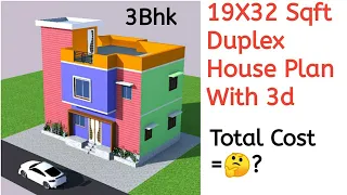 Duplex House Plan 32X19 With 3d ll 1200 Sqft Duplex ll 3 Bhk