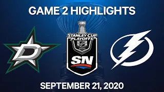 NHL Highlights | 4th Round, Game 2: Stars vs. Lightning - Sep 21, 2020