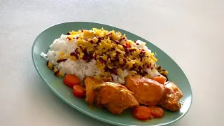 Iranian Barberry rice with Chicken/ persian food/zereshkpolo ba morgh recipe/ زرشک پلو با مرغ ایرانی