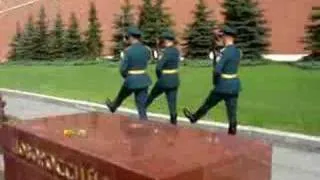 Guys with goose step near the  Red Square