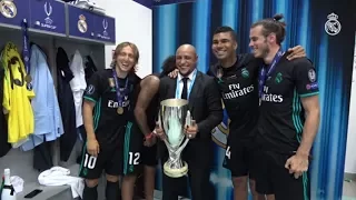 REAL MADRID celebrate UEFA Super Cup win in the dressing room!