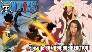 USOPP UNLOCKS HAKI!! LUFFY RED HAWK VS DOFLAMINGO! One Piece Episode 697, 698, 699 REACTION!