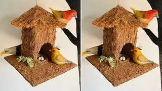 How to make bird house using waste coconut husk | coconut husk craft ideas