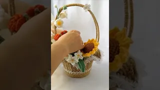 #1 Giỏ hoa bằng len dùng làm quà tặng | Handmade By ThanhNhã