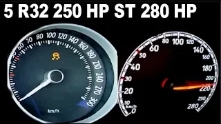 VW Golf 5 R 32 250 HP vs Ford Focus ST 280 HP Acceleration Autobahn  0-250km/h