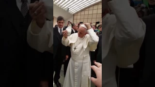 Shaking hands with Pope Francis