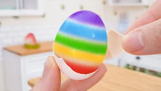 Amazing Miniature Rainbow Jelly Egg Recipe - ASMR Rainbow Fruits Jelly Ideas | Mini Bakery