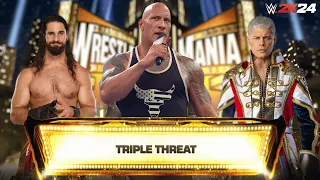 WWE 2K24 The rock vs Cody vs Seth Triple Threat Match at WrestleMania