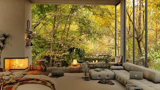 🌤️Pleasant Autumn Morning in Forest Bedroom With Relaxing Jazz Piano | Music for Working and Study