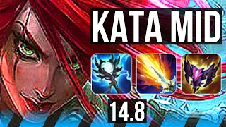 KATARINA vs YASUO (MID) | Quadra, 67% winrate, Legendary, 18/3/2 | KR Diamond | 14.8