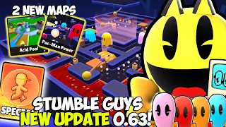 NEW UPDATE 0.63 CLOSED BETA! COLLAB PACMAN, EMOTE SPECIAL SHIELD & 32 SKINS TERBARU! - Stumble Guys