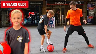 The BEST 9 year old KID FOOTBALLER in the WORLD !? (Public Nutmegs)
