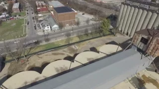 Drone flight over abandoned grain mill in East Columbus