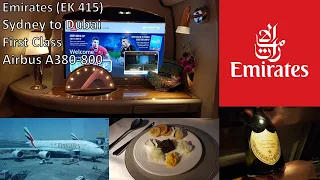 Emirates First Class – Sydney to Dubai (EK 415) – Airbus A380-800