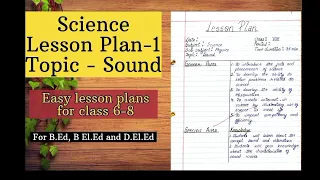 SCIENCE Lesson Plan -1 (English) | Topic-"Sound"🔊 | Lesson plan for B.Ed #lessonplan