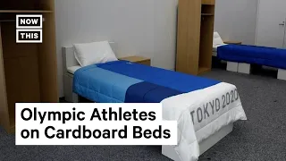 Olympic Athletes Show 'Cardboard' Beds at Olympic Village #Shorts