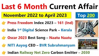 Last 6 Month Current Affairs | November to April 2023 Current affairs | 2023 last 6 months CA