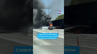 Un avion effectue un atterrissage forcé sur une autoroute et prend feu #news #video