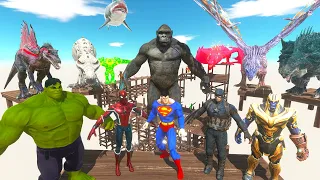 PARKOUR ZIG-ZAG & Rescues Superheroes | Hunting BIG BOSS KING KONG - Animal Revolt Battle Simulator