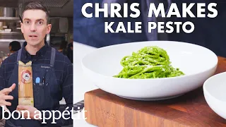 Chris Makes Kale Pesto Pasta | From the Test Kitchen | Bon Appétit