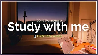 2-HOUR STUDY WITH ME 4K /🌇My Room at Sunset /🎹 calm piano ver/ Pomodoro 50/10/ Ep.22