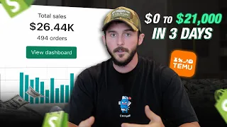 $0-$21k in 3 days dropshipping a Temu product