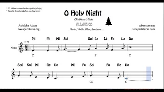 O Holy Night Partitura con Notas y Acordes Flautas, Violín, Oboe Oh Santa Noche Villancico