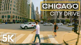 5K Discovering Roads of Downtown Chicago - 3 HRS City Drive Video with Energetic Music