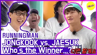 [HOT CLIPS] [RUNNINGMAN] JAESUK vs. JONGKOOK, the name tag ELIMINATION💪💪  (ENG SUB)