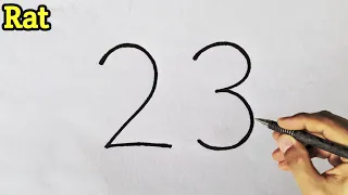 How To Draw A Rat/Mouse From 23 Number l Drawing Pictures l Number Drawing l Drawing l Tipsclub