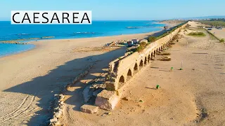 Caesarea. Ancient Aqueduct Beach Is a Romantic Place with Spectacular Sunsets and Sunrises