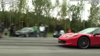 Ferrari 458 Italia vs Mercedes SL65 AMG Black Series V12 BiTurbo (both stock)