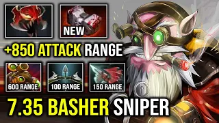 +850 ATTACK RANGE 7.35 Basher Sniper Max Speed Knockback Imba Hit From Downtown Dota 2