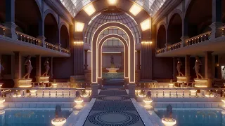 Roman Bath Ambience | Magnificent Scene | Onsen & Fireplace ASMR