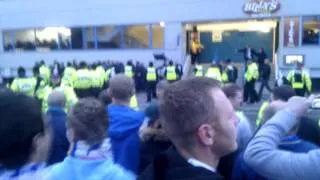 Manchester United at Leeds 2011 - United  fans coach arrives.