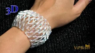 Simple and Delicate Beaded Bracelet with Bugle Beads. 3D Beading Tutorial