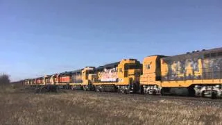 ATSF/BNSF Funeral Train  28 Engine  Powermove! GP30s GP35s,CF7s, BNSF 2472!