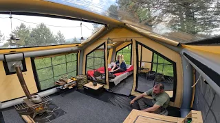 CAMPING IN OUR TENT WITH 2 BALCONIES AND HUGE WINDOWS