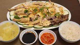 Step by step showing how to make hainanese chicken rice at home